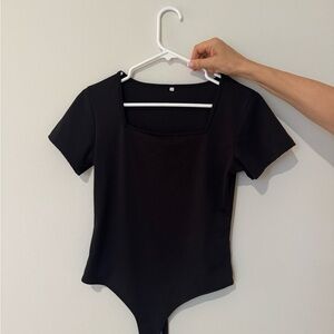 SHEIN Black Fitted Bodysuit with Bustier Style